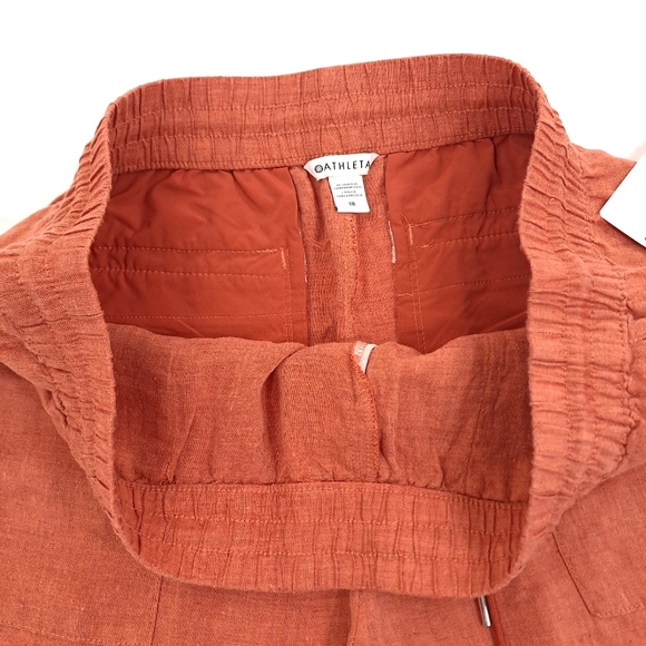 Athleta Retreat Linen Wide Leg Pants Pull On Elastic Pockets Persimmon- Size 18 - Picture 9 of 12